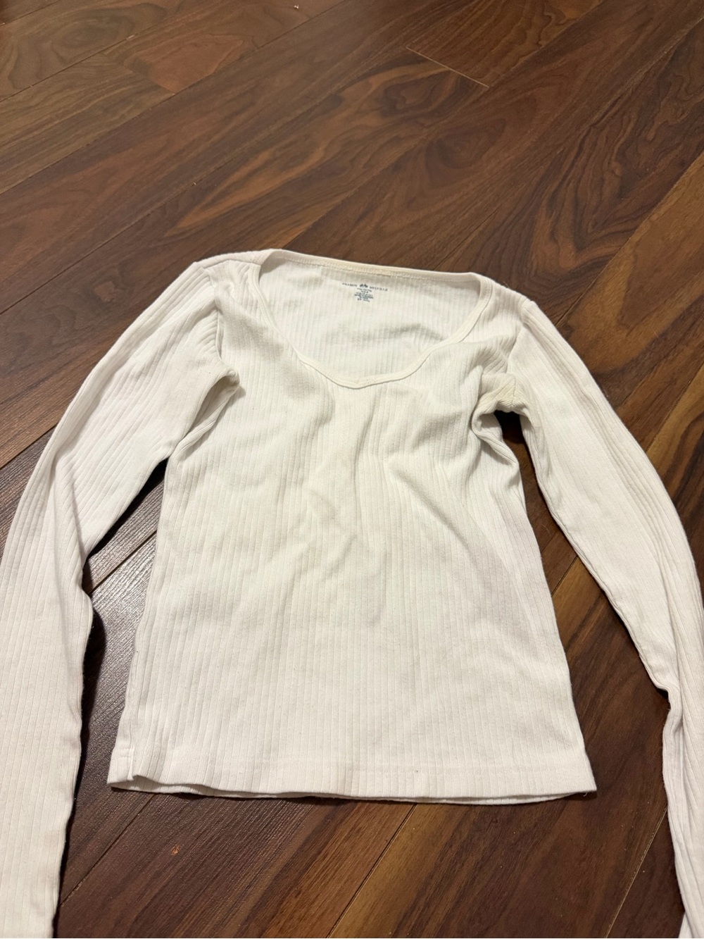Brandy Melville White Ribbed Long Sleeve Top - One Size